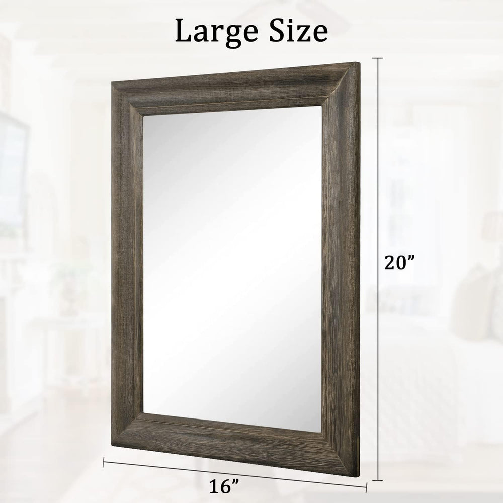 Retro Wall Mirror with Wood Framed Large Rectangle Hanging Mirrors 20"x1...