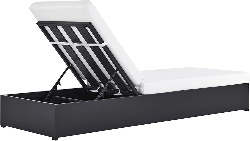Modway Tahoe Aluminum Outdoor Chaise Lounge in Gray White with Weather-Resist...