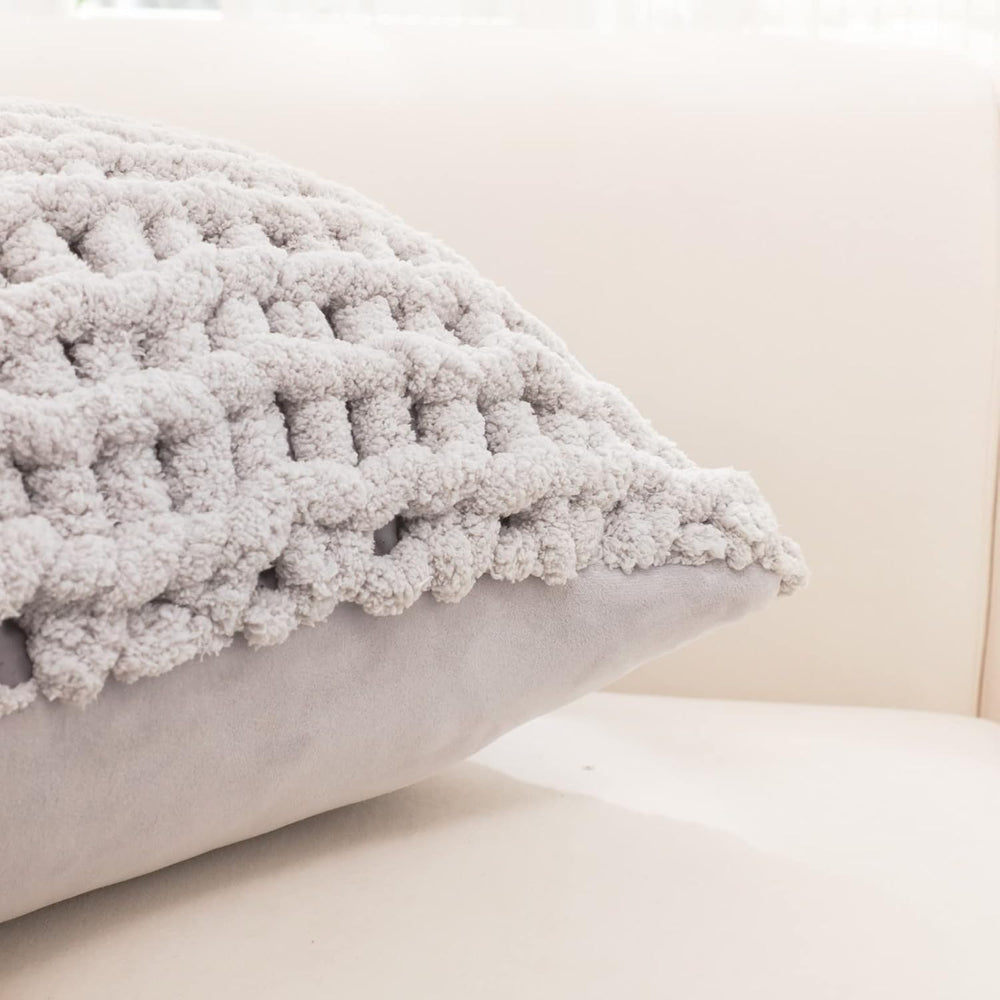 Grey Chunky Knit Throw Pillow Covers 1PC 18"×18"