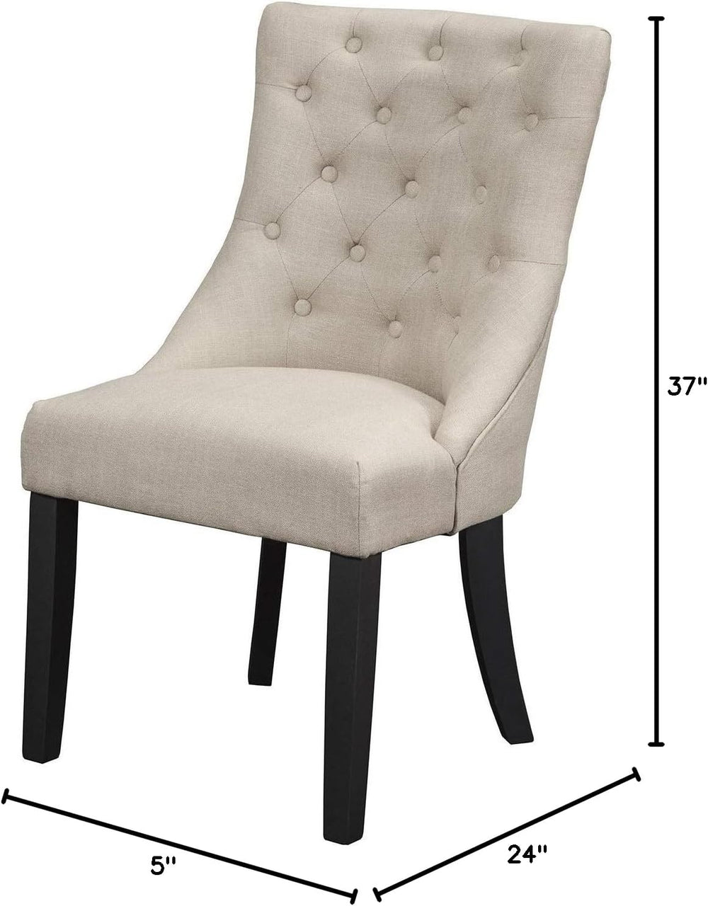 Alpine Furniture Prairie Side Chair in Cream Linen Upholstery-Set of 2