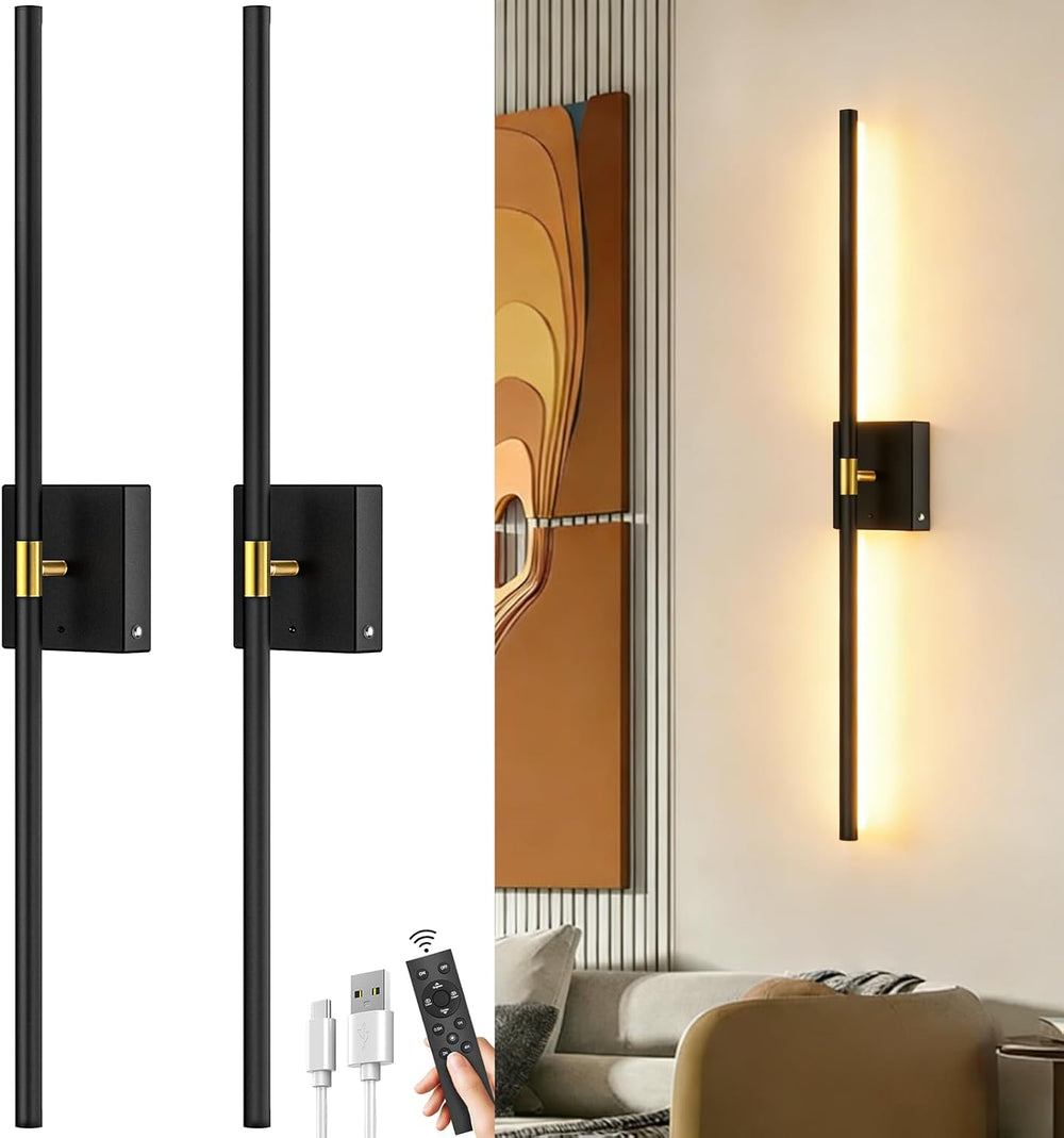 iThird Battery Operated Wall Sconces Set of 2: 10000mAh Rechargeable Wireless...