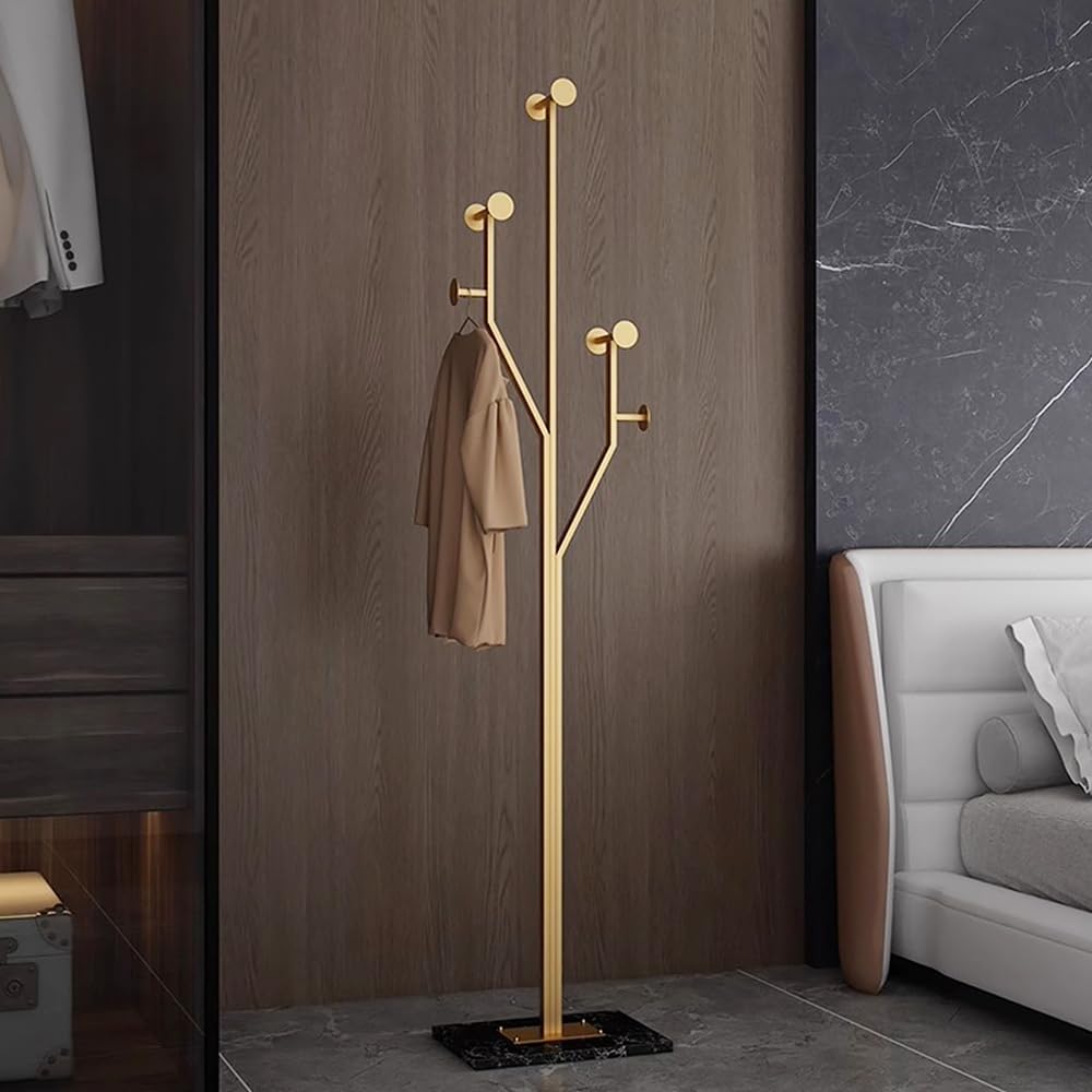Gold Coat rack,Sturdy coat tree freestanding heavy duty with Marble Base,Meta...