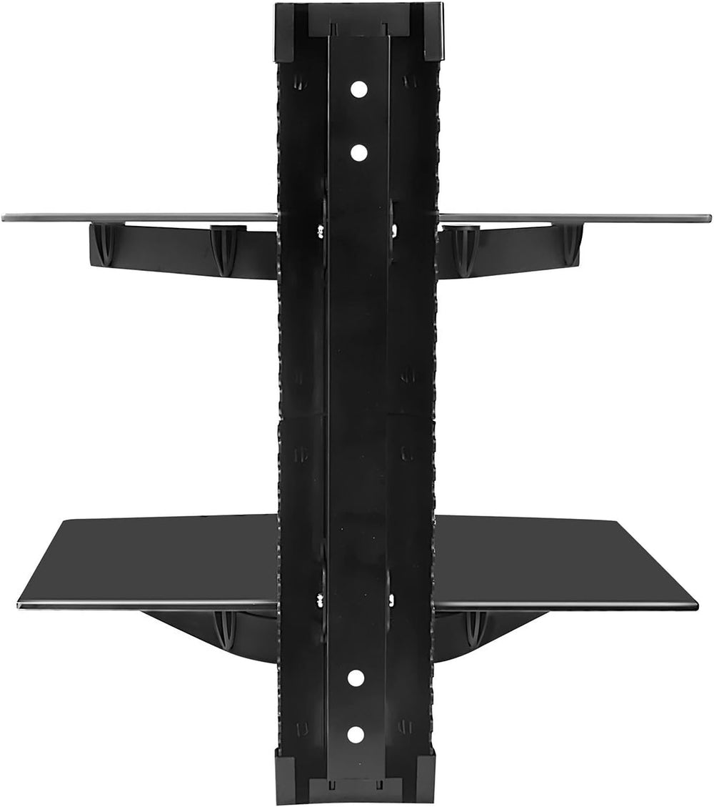 Mount-It! 2-Tier Floating TV Shelf, Tempered Glass, Wall Mount, Black