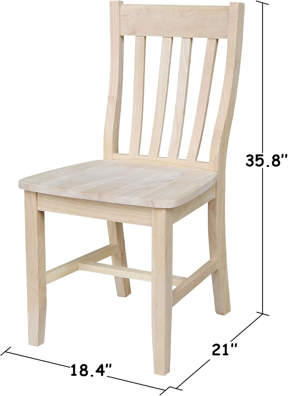 IC International Concepts Set of 2 Cafe Solid Wood Chairs, Unfinished