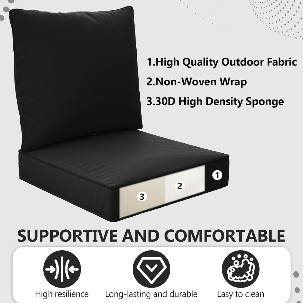 22" x 22" x 6" Outdoor Deep Seat Cushions Set - 6 Set Waterpro...