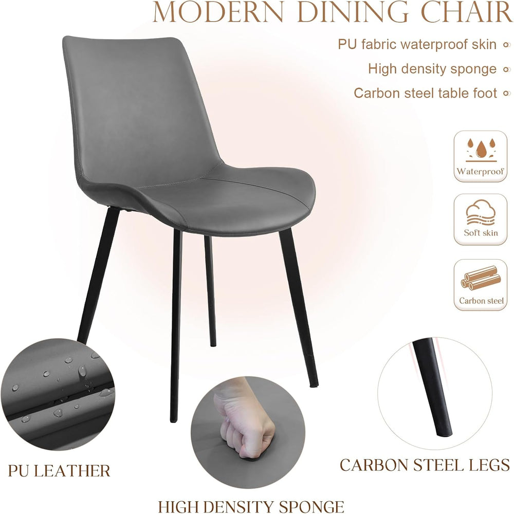 Dining Chairs, Modern PU Leather Dining Room Chair with Sturdy Metal Legs, Up...