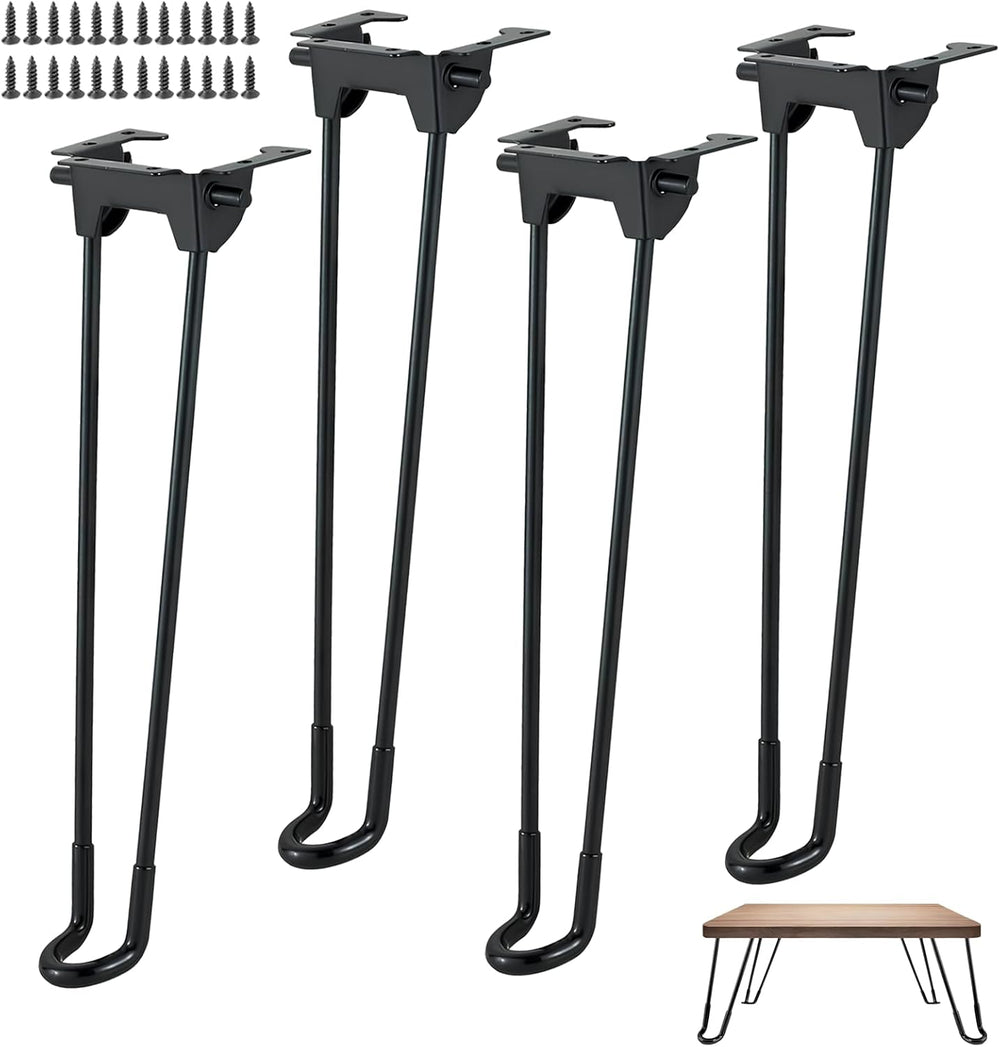 4Pcs Folding Hairpin Legs, 17 Inch Foldable Hairpin Furniture Coffee Table Le...