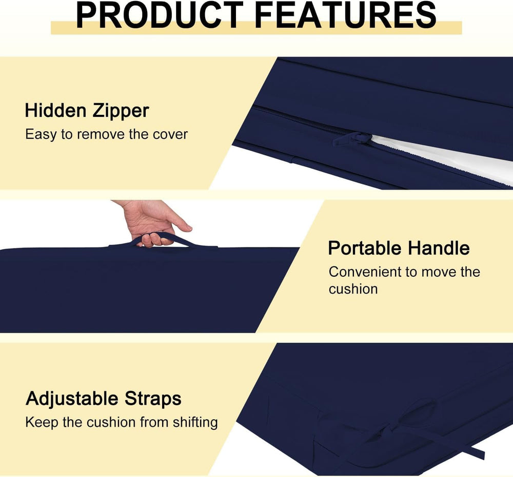 downluxe Outdoor Chair Cushions Set of 4, Waterproof 19" x 19" x 3&...