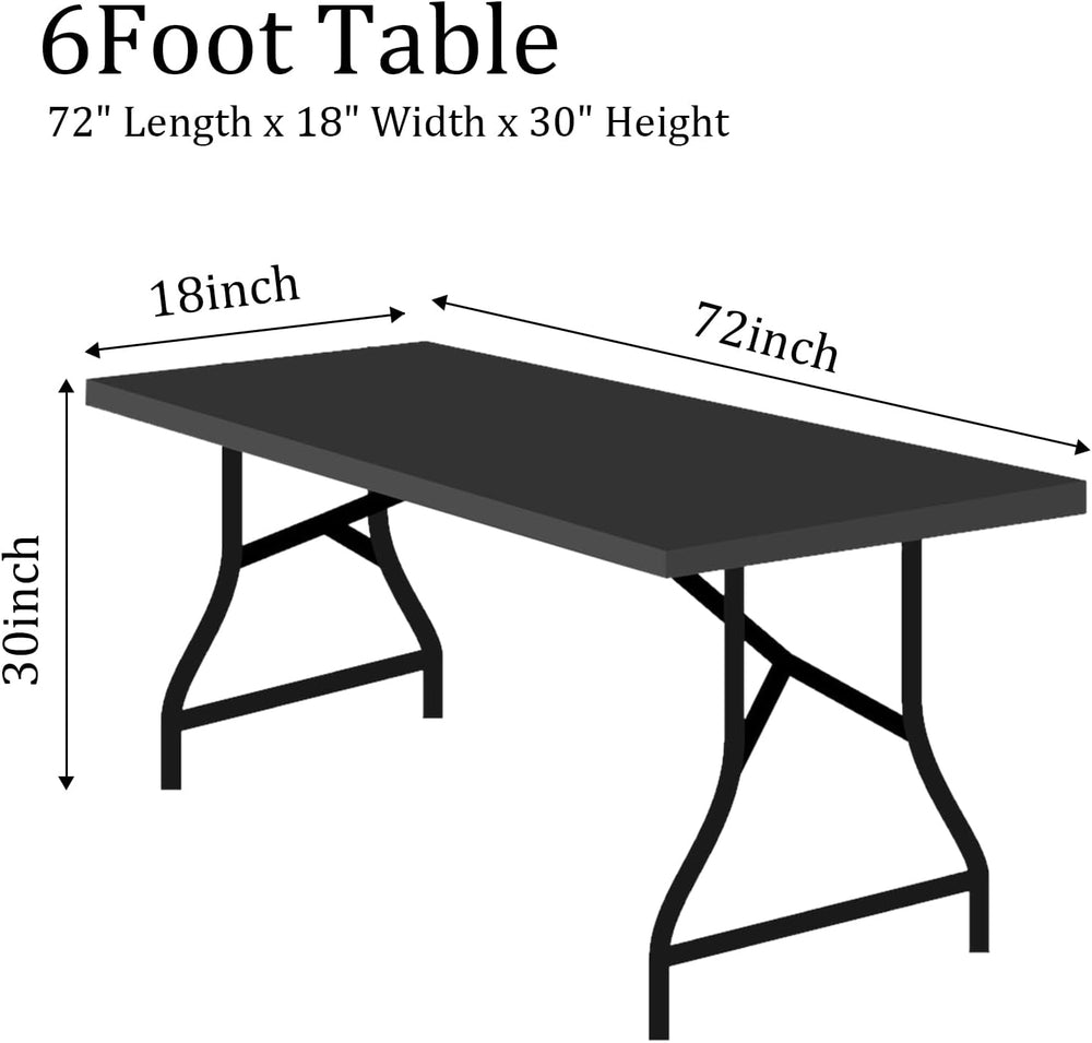2 Pack Spandex Table Covers, White, 6 ft X 18 Inches