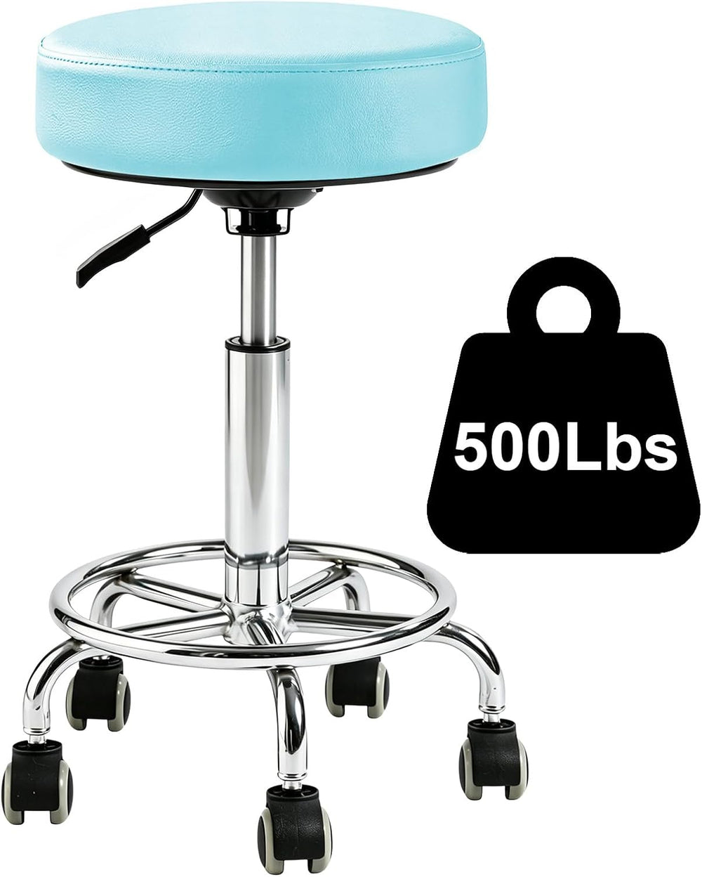 500lb heavy-duty Rolling Stool with Wheels,9.5cm thick Comfort cushion