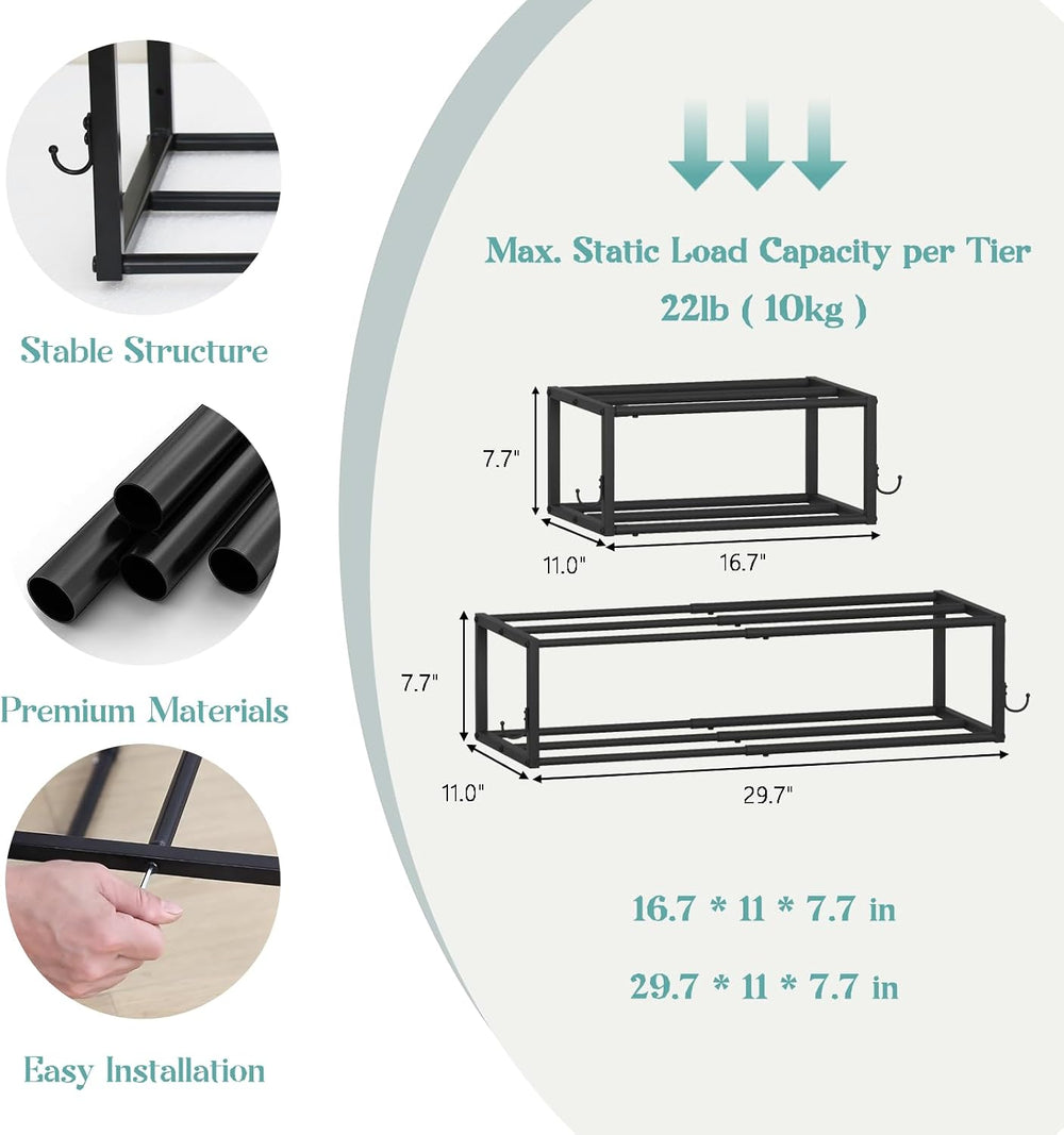4 Pack Wall Coat Rack with Shoe Rack, 2-in-1 Coat and Shoe Rack Entryway