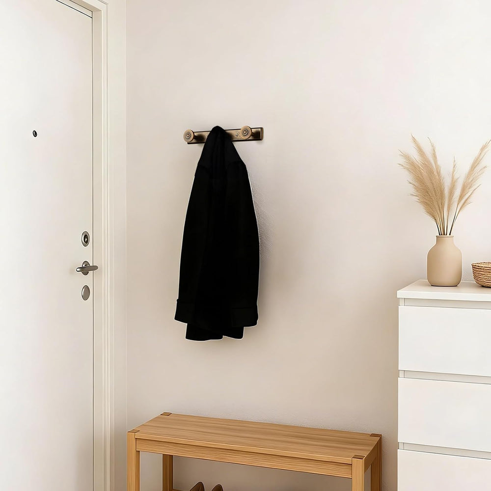 Coat Rack Wall Mounted, Antique Brass Zinc Alloy with 3 Hooks