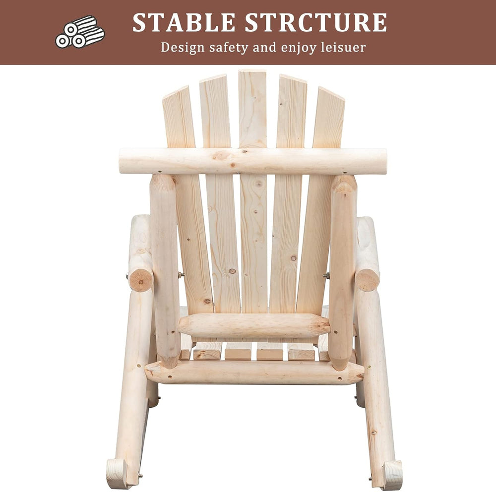 Outvita Wooden Rocking Chair, Fir Log Adirondack Rocker(Natural Finish)