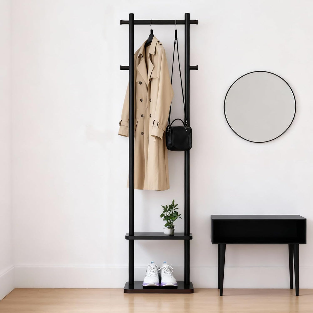 Coat Rack,Freestanding Hall Tree for Entryway Home Bedroom Office,Sturdy Wood...