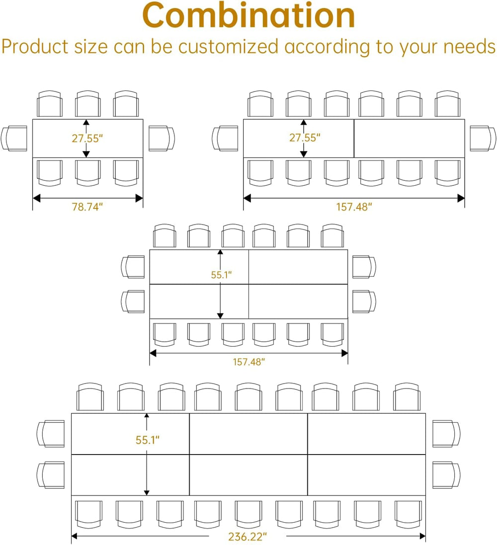 6.56 FT Conference Table, Super Sturdy Large Rectangle Meeting Seminar Table ...