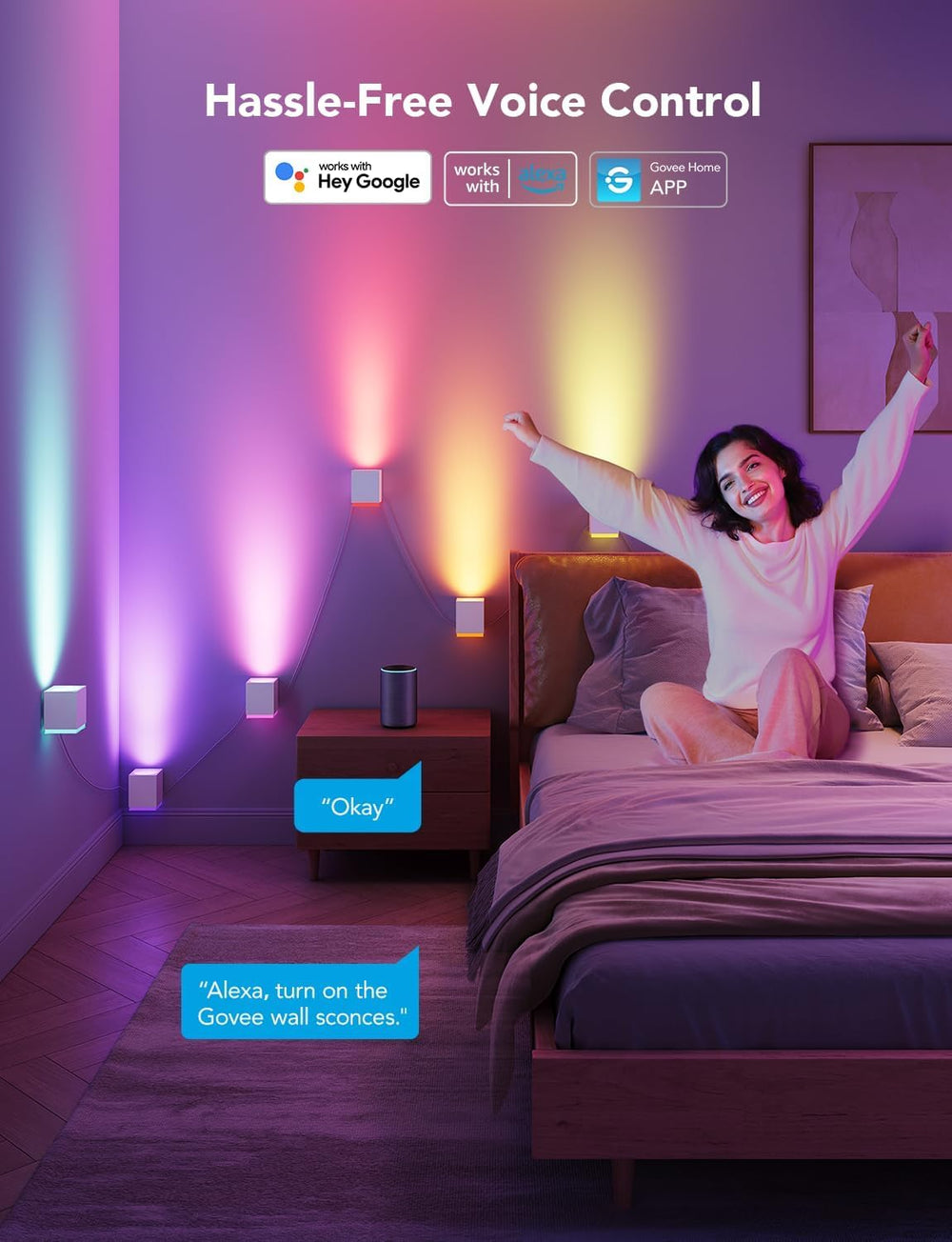 Govee Cube Wall Sconces, RGBIC LED Wall Light Works with Alexa, 15ft
