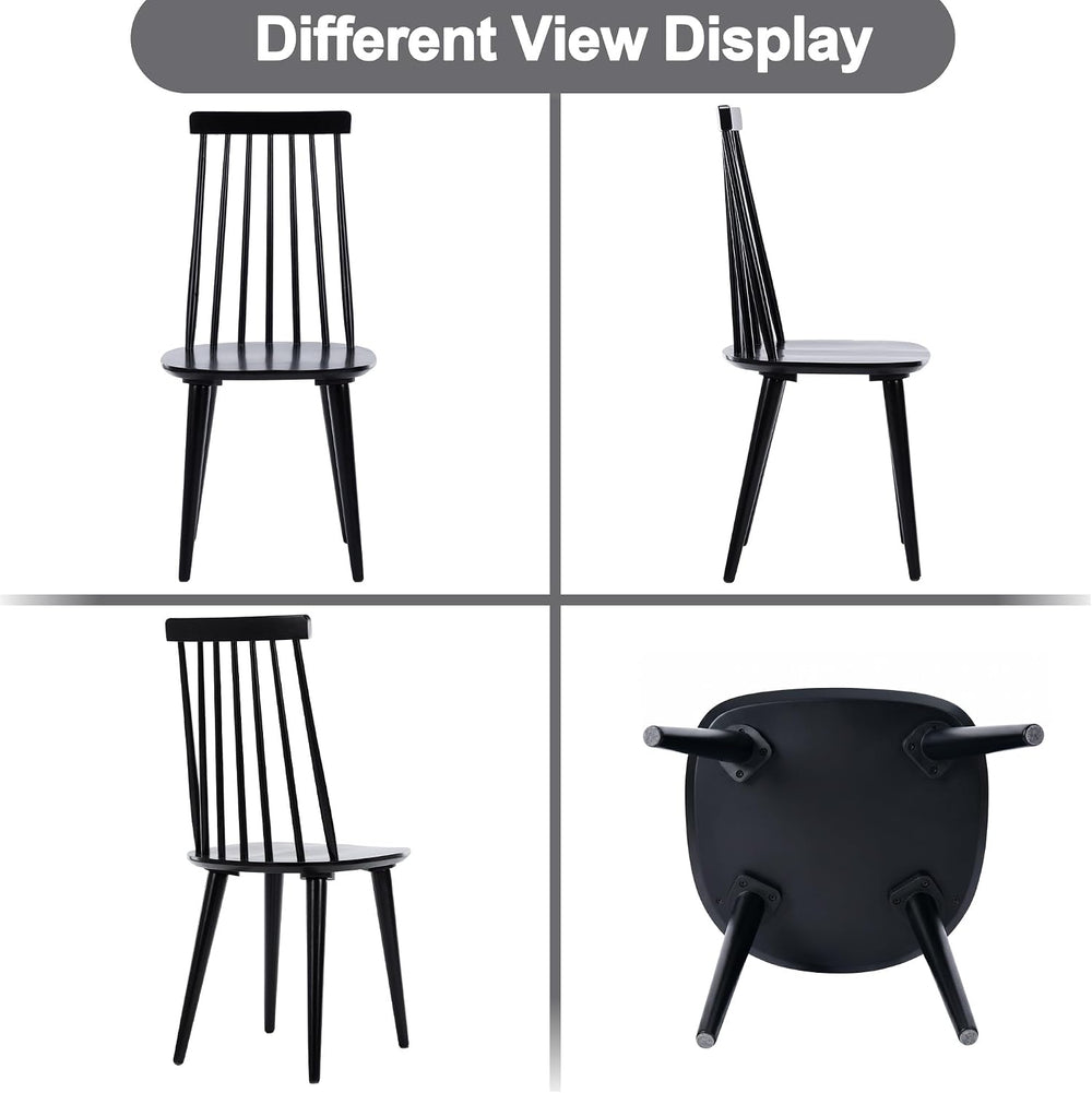DUHOME Black Windsor Wooden Dining Chairs Set of 6