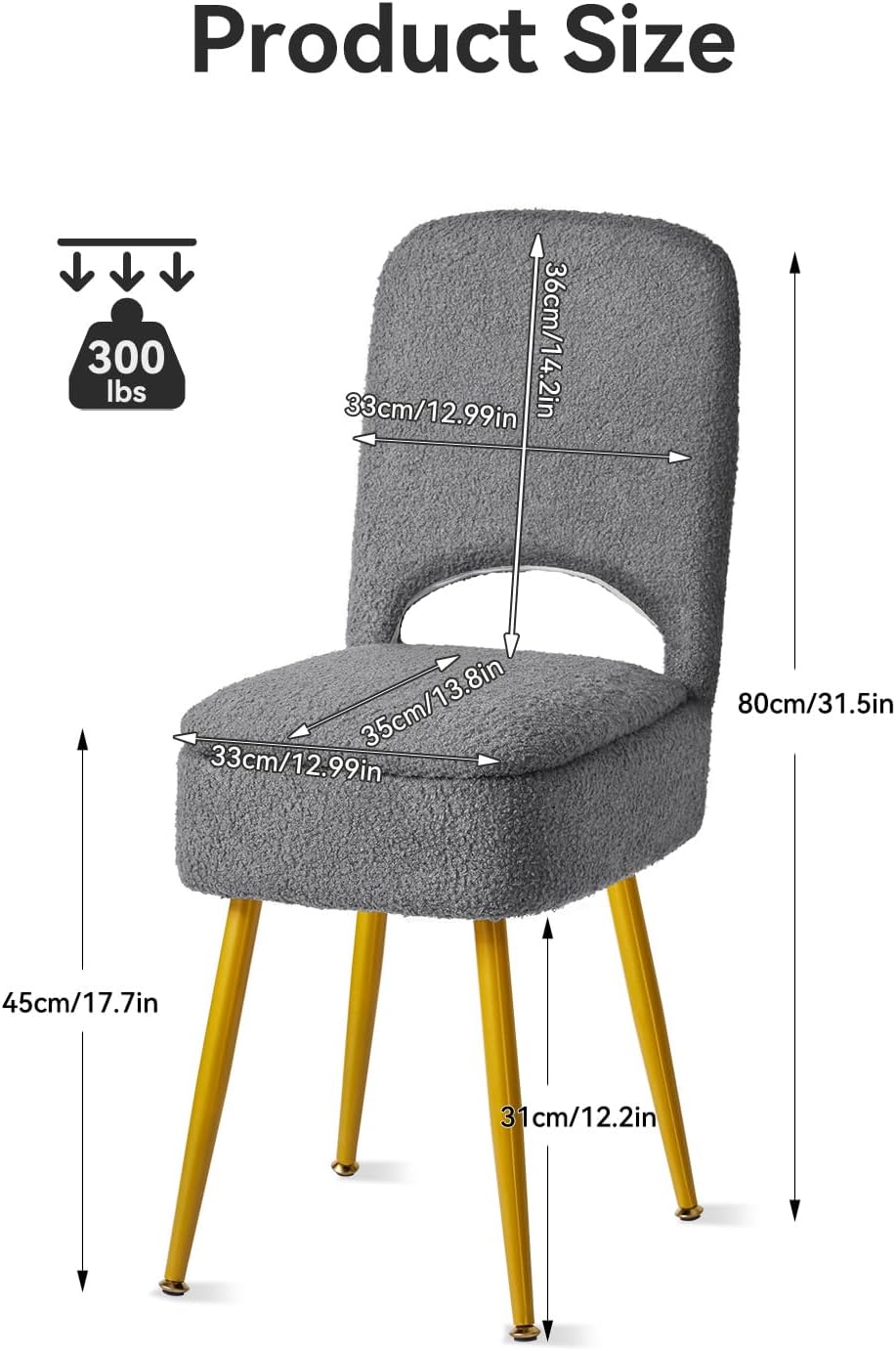 IBUYKE Storage Vanity Stool Chair with Folding Backrest, Gray WBD027G