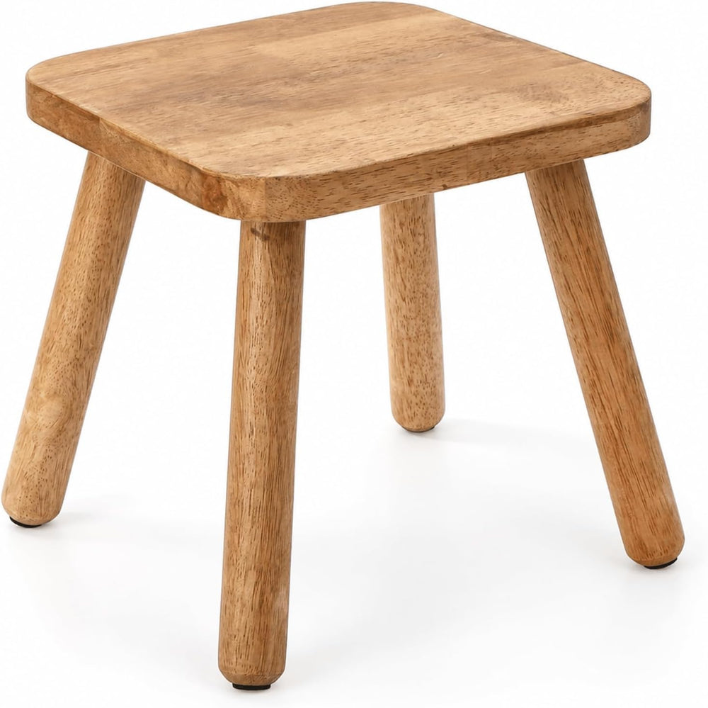 Youeon 12 Inch Square Solid Wooden Step Stool, Non-Slip One Step Stool for Ad...