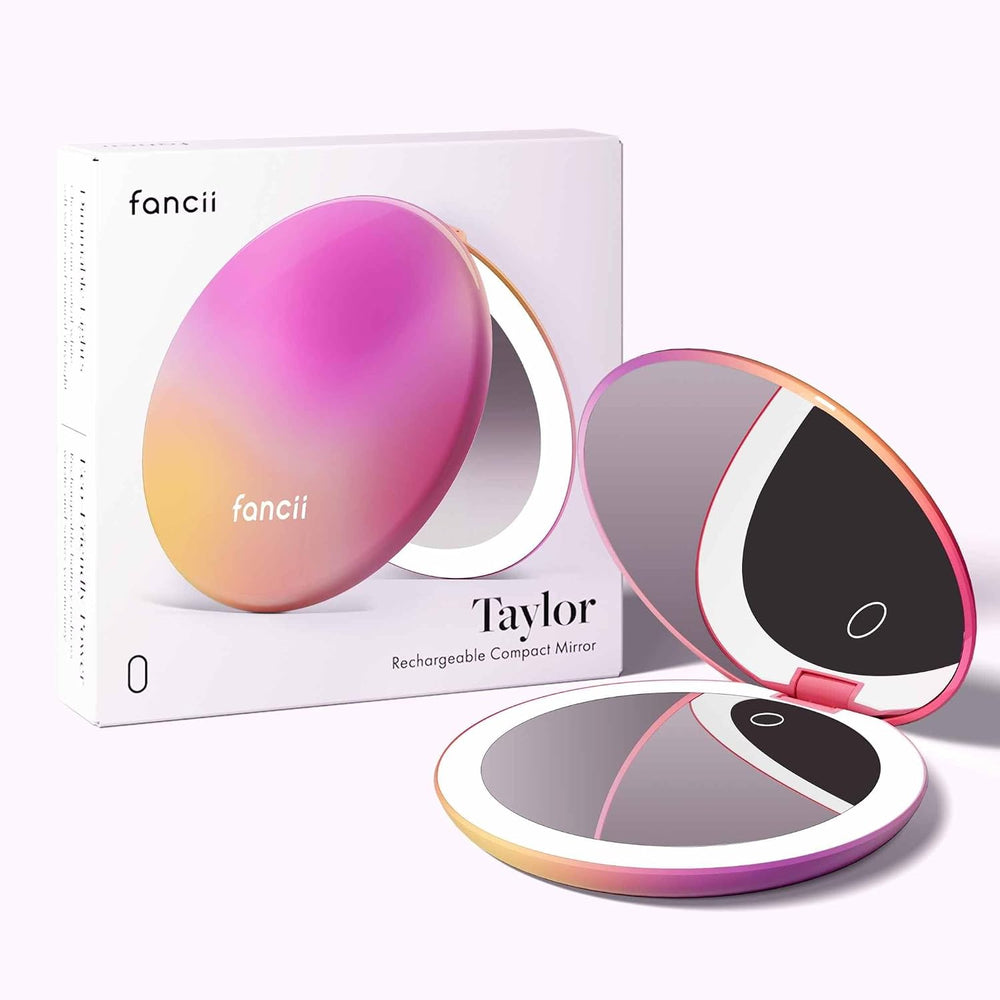 Fancii Taylor LED Lighted Travel Makeup Mirror, Rechargeable, 10x /1x Magnify...