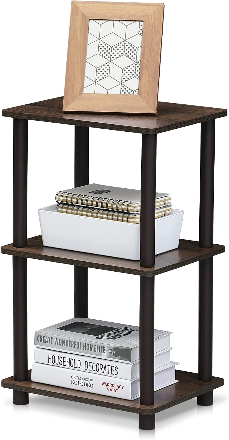 FURINNO Turn-N-Tube 2 Space Shelf, Walnut/Brown