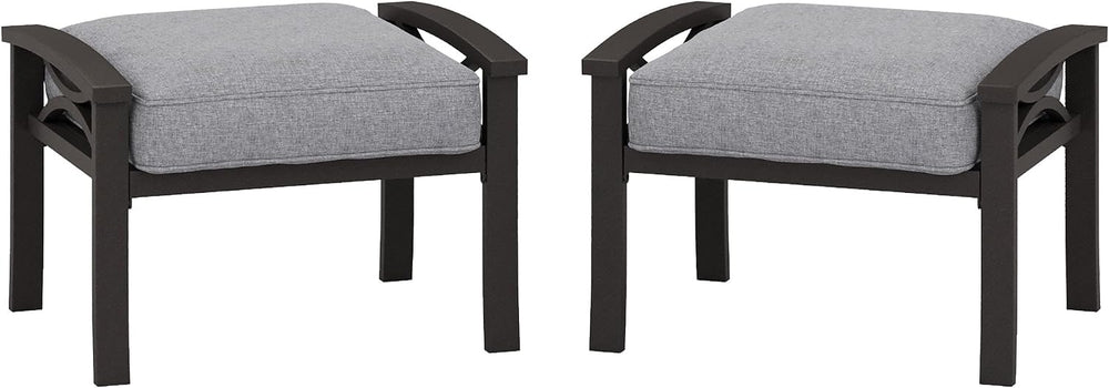 RoyalCraft Durable Iron Patio Footstool with Cushions ?Stable, Weather-Resist...