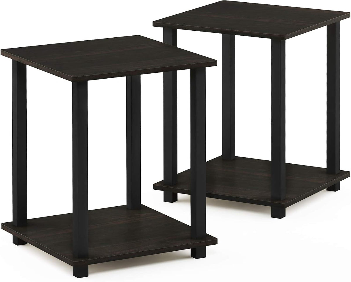 Furinno Coffee Table and End Tables Set (2 Pieces) | Blackwood and Espresso/Black