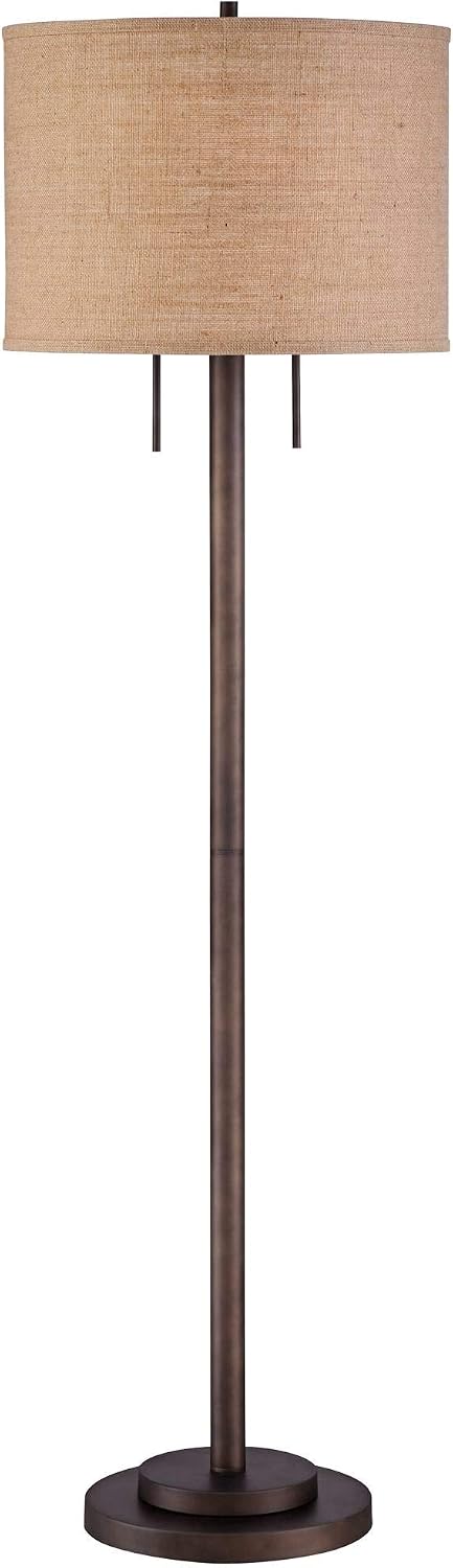 Garth 63 1/2" Tall Pull Chain Bronze and Burlap Floor Lamp