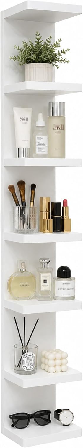 LitaEther Versatile 7 Tier Wall Shelf Unit,White Lack Wall Shelf,Display Floa...