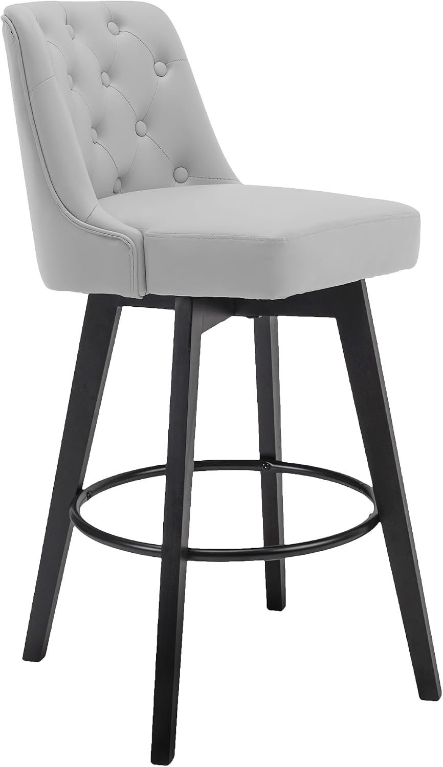 MINCETA 30 inch Bar Stools Set of 2, Counter Height Bar Stools, Light Gray