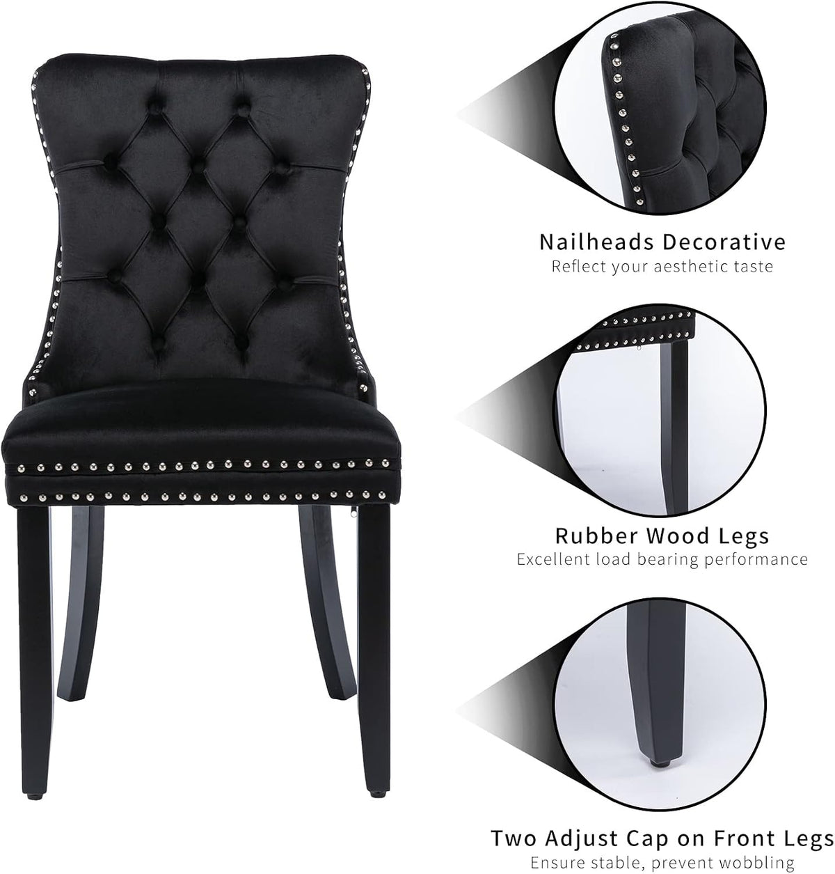 black velvet dining chairs set of 4, tufted, package contents