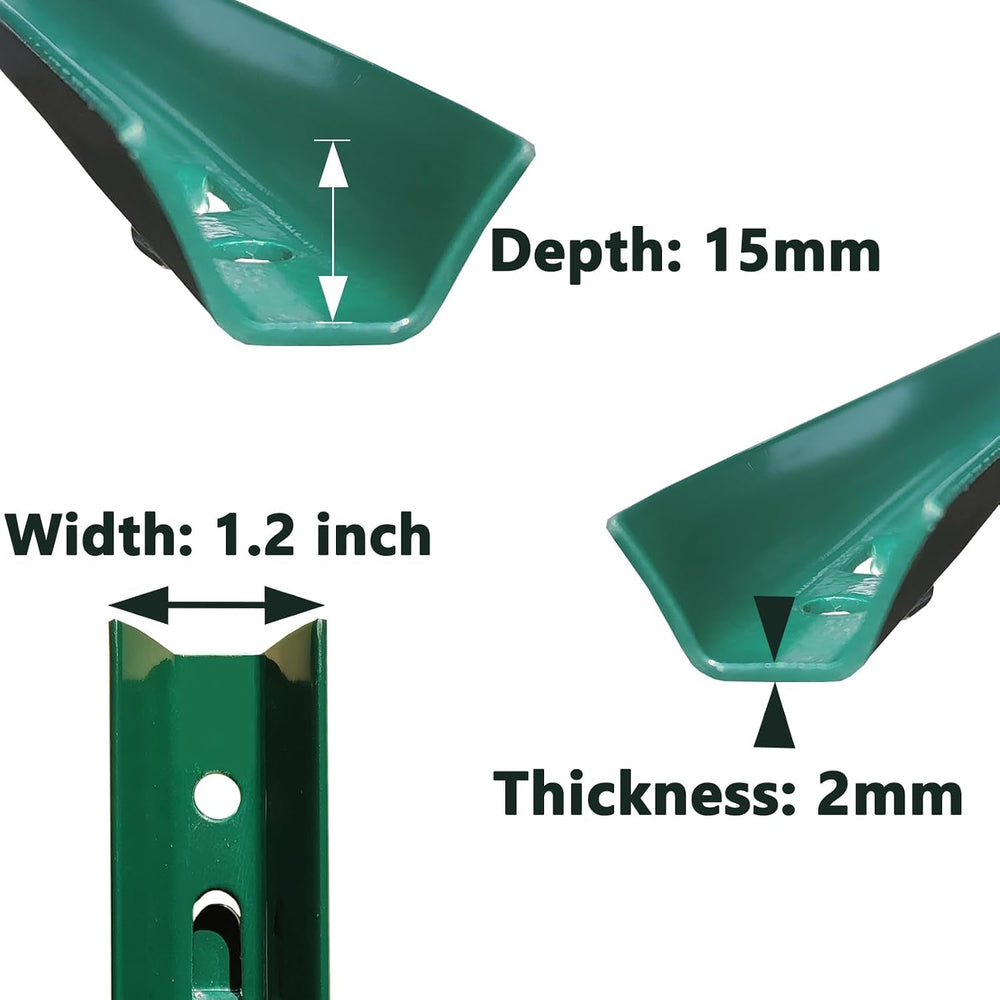 ARIFARO Fence Posts 4 Feet, 16-Pack, Heavy Duty U Post, Metal Fence Post