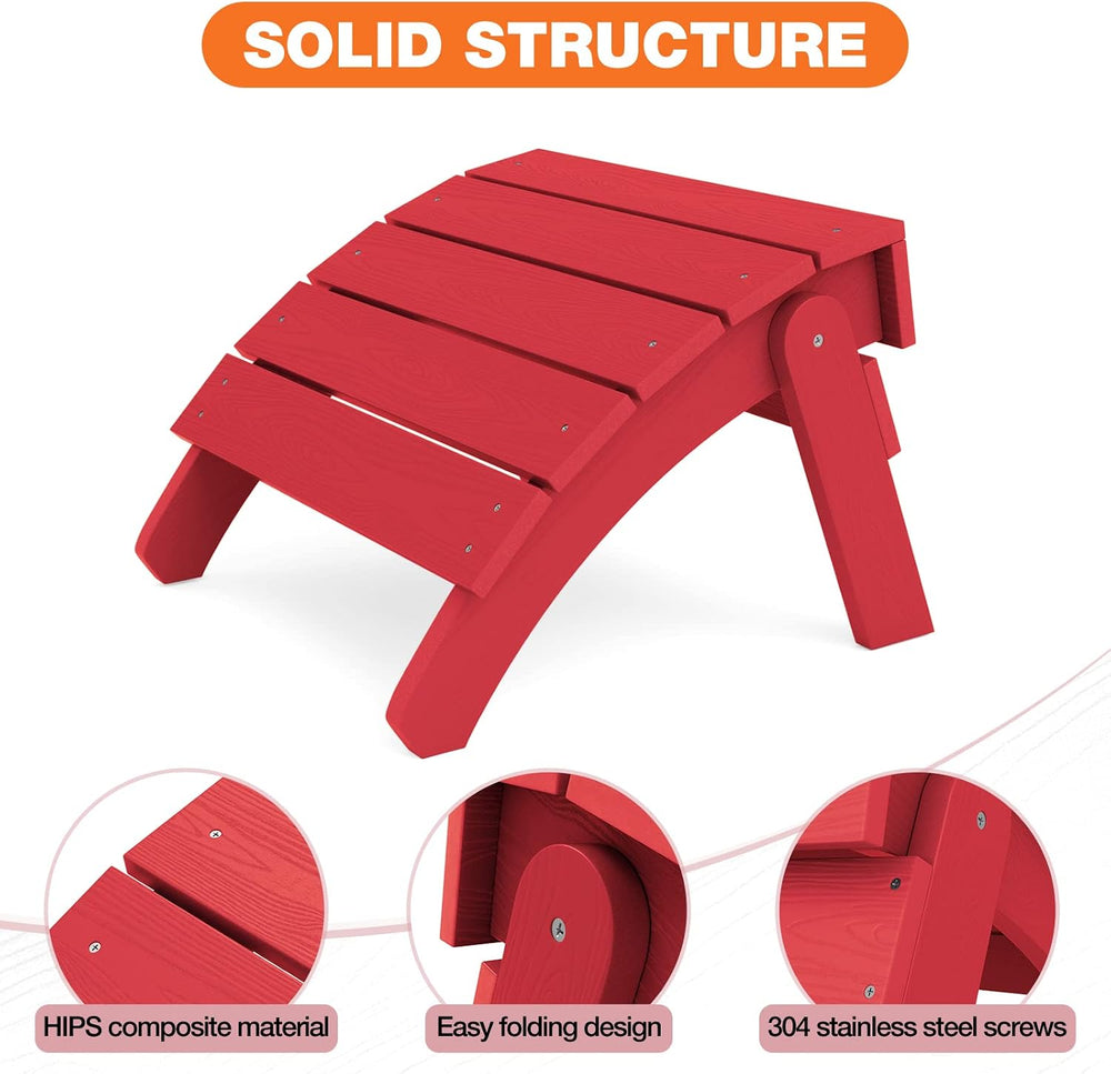 YEFU Folding Adirondack Ottoman Outdoor Set of 4, Red