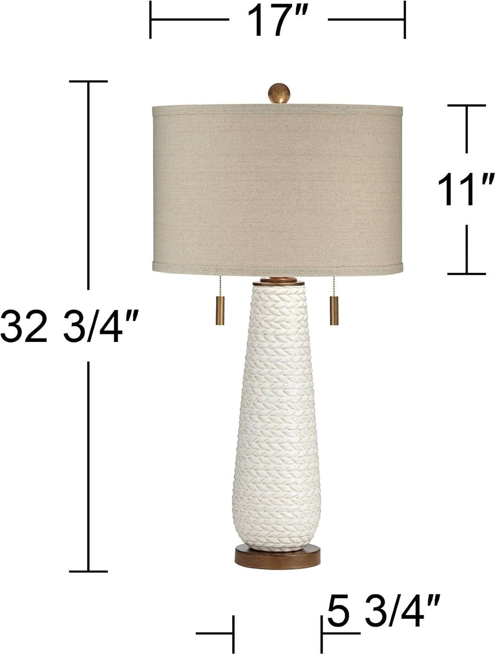Kingston 32 3/4" Large Table Lamp Pull Chain White Ceramic Grooved