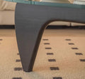 32" Mid-Century Modern Coffee Table,Triangle Glass Top Wooden Table for Living Room