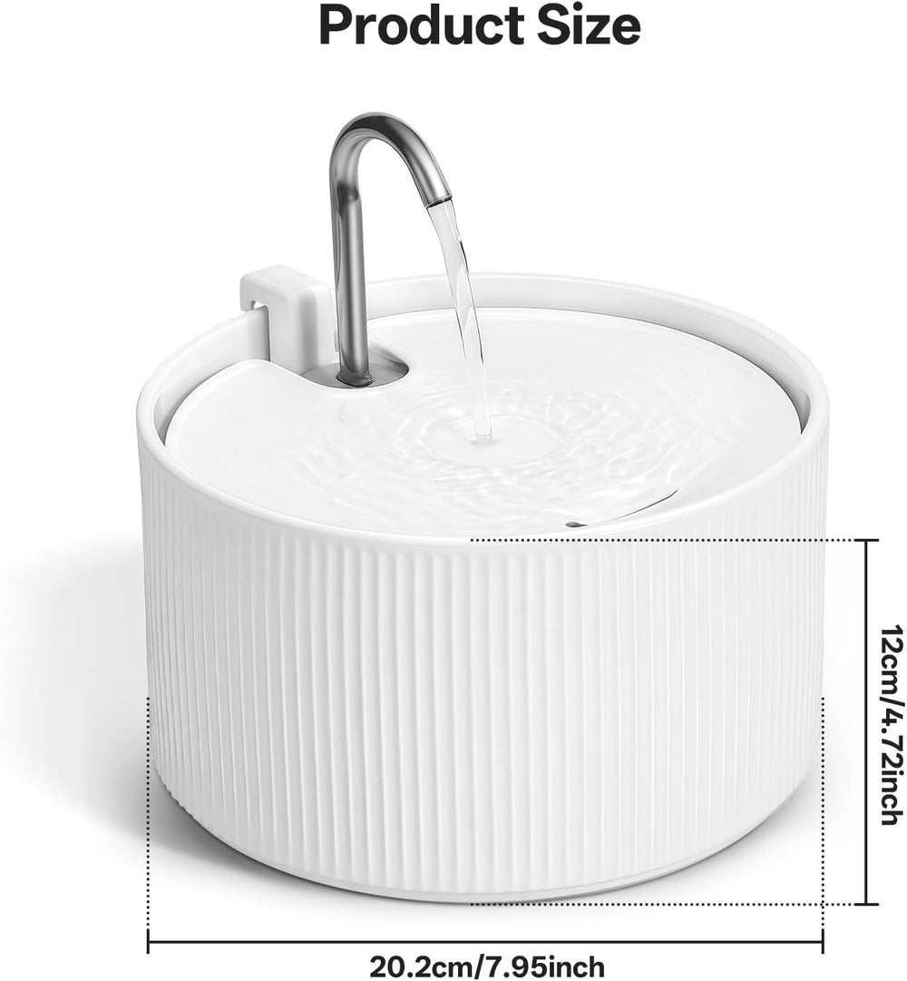 Ceramic Cat Water Fountain, 2.2L/ 74oz Pet Water Fountain, Drinking Fountains...
