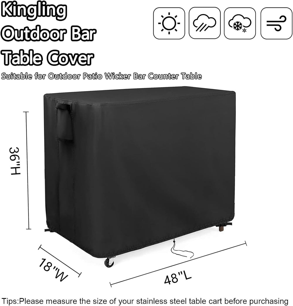 Kingling Outdoor Table Cover for Wicker Bar Cart 48''L x 18''...