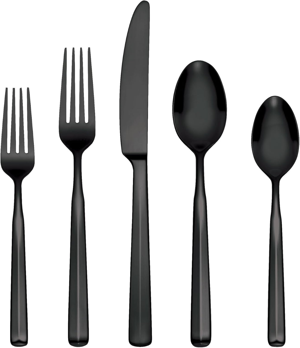 Oneida Ryder Black Satin 20-Piece 18/0 Silverware Set for 4, Flatware