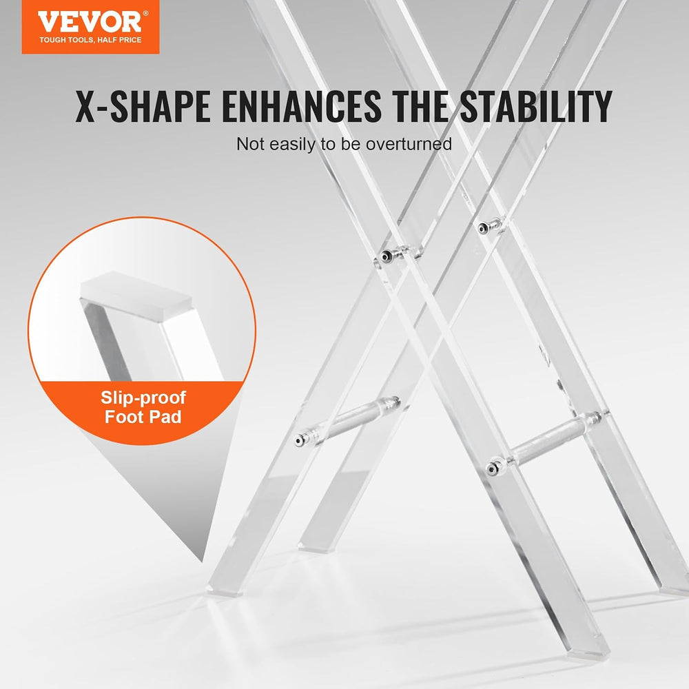 VEVOR Acrylic Folding Tray Table, Acrylic End Table with Folding X Leg, Clear...
