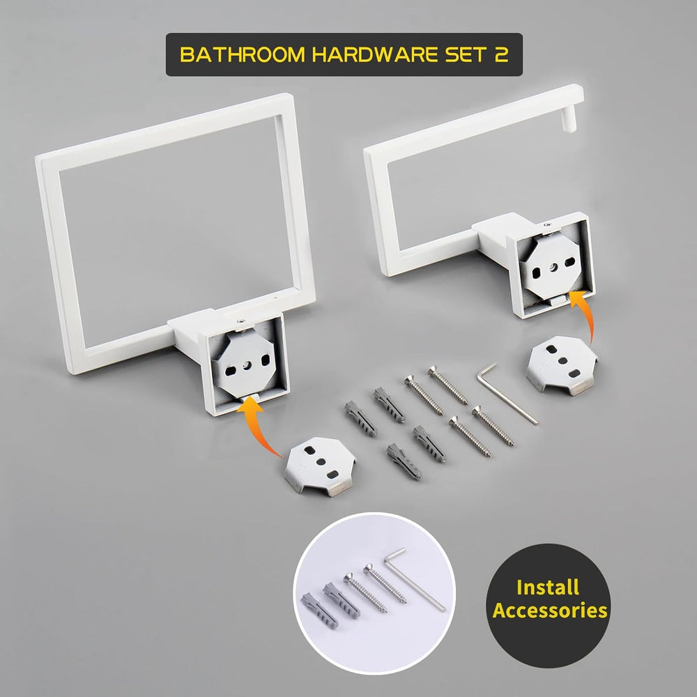 GERZWY 2 Piece Bathroom Hardware Set Towel Ring and Toilet Paper Holder SUS 3...