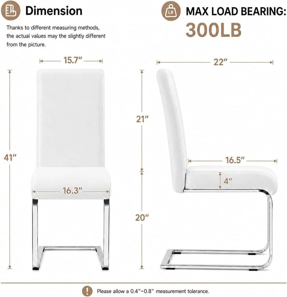 Yaheetech Dining Chairs Set of 2 High Back Modern Kitchen Chairs White