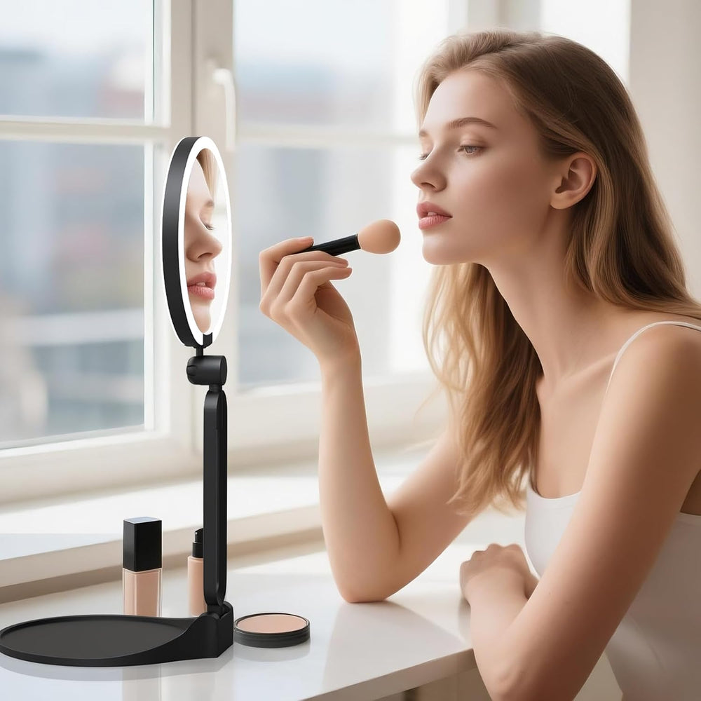 Travel Magnifying Makeup Mirror with Lights, Double Sided 40X/1X, 6inch