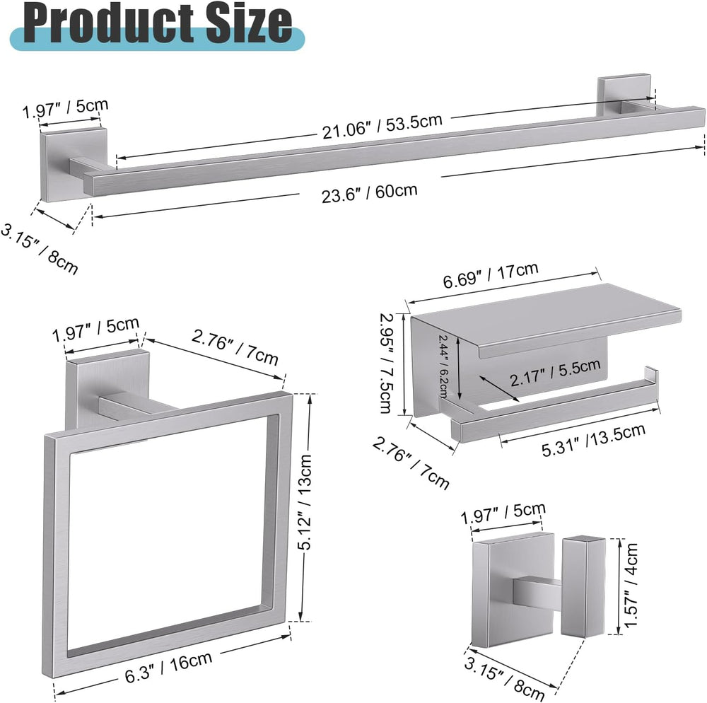 YACVCL 5-Pieces Brushed Nickel Bathroom Hardware Accessories Set Towel Bar Se...