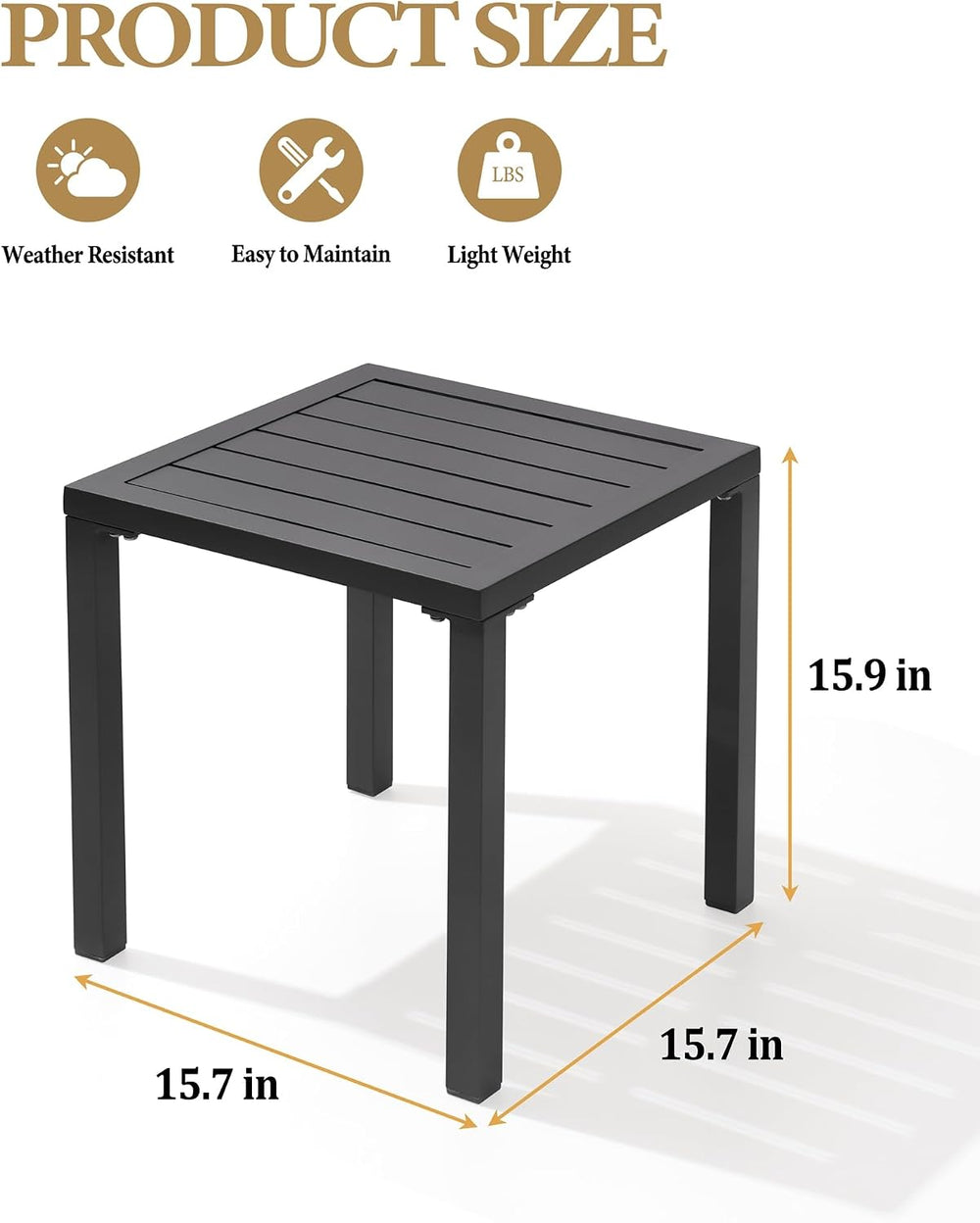Crestlive Products Aluminum Outdoor Side Table, Pool Lounge Chair Side Table,...
