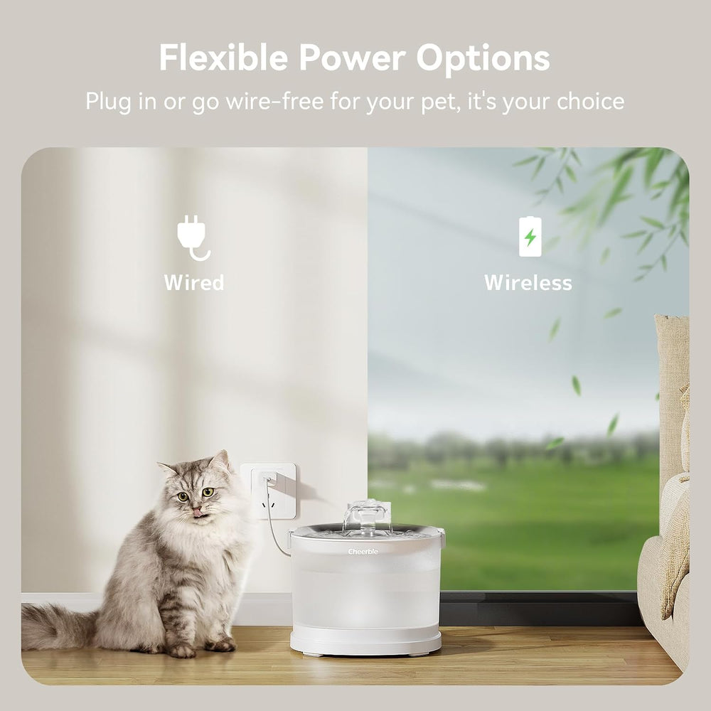 Cheerble Pumpless Pet Fountain Elfin E1+ with 9 Extra Filters, Wireless Pet F...