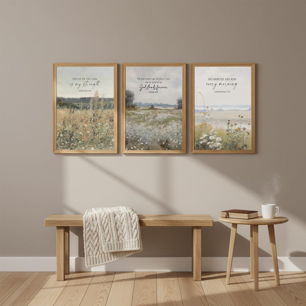 Framed Christian Bible Verse Wall Art Jesus Scripture Floral Canvas Wall Deco...