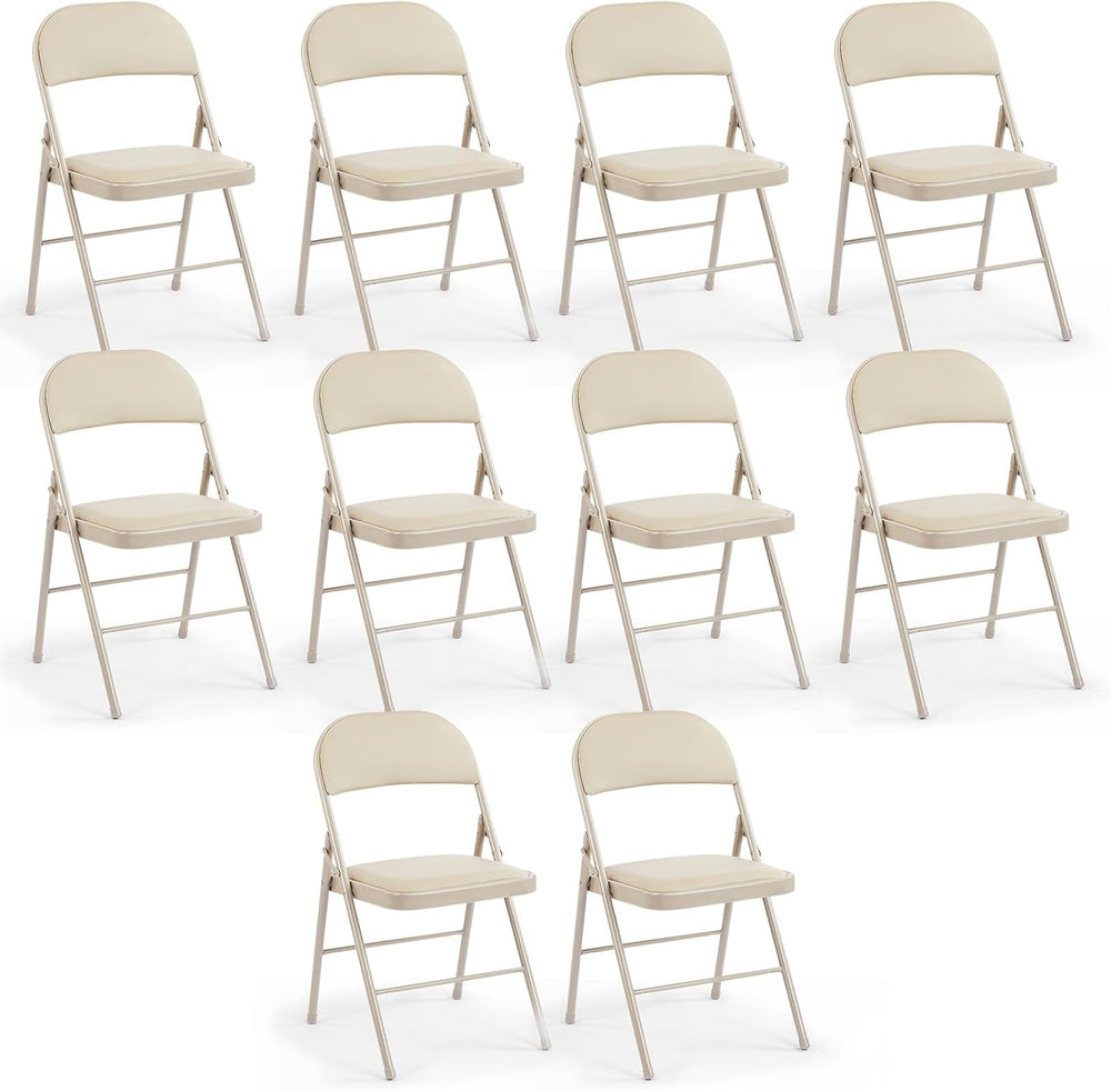 DUMOS Padded Folding Chairs 10 Pack, Outdoor Foldable Chairs