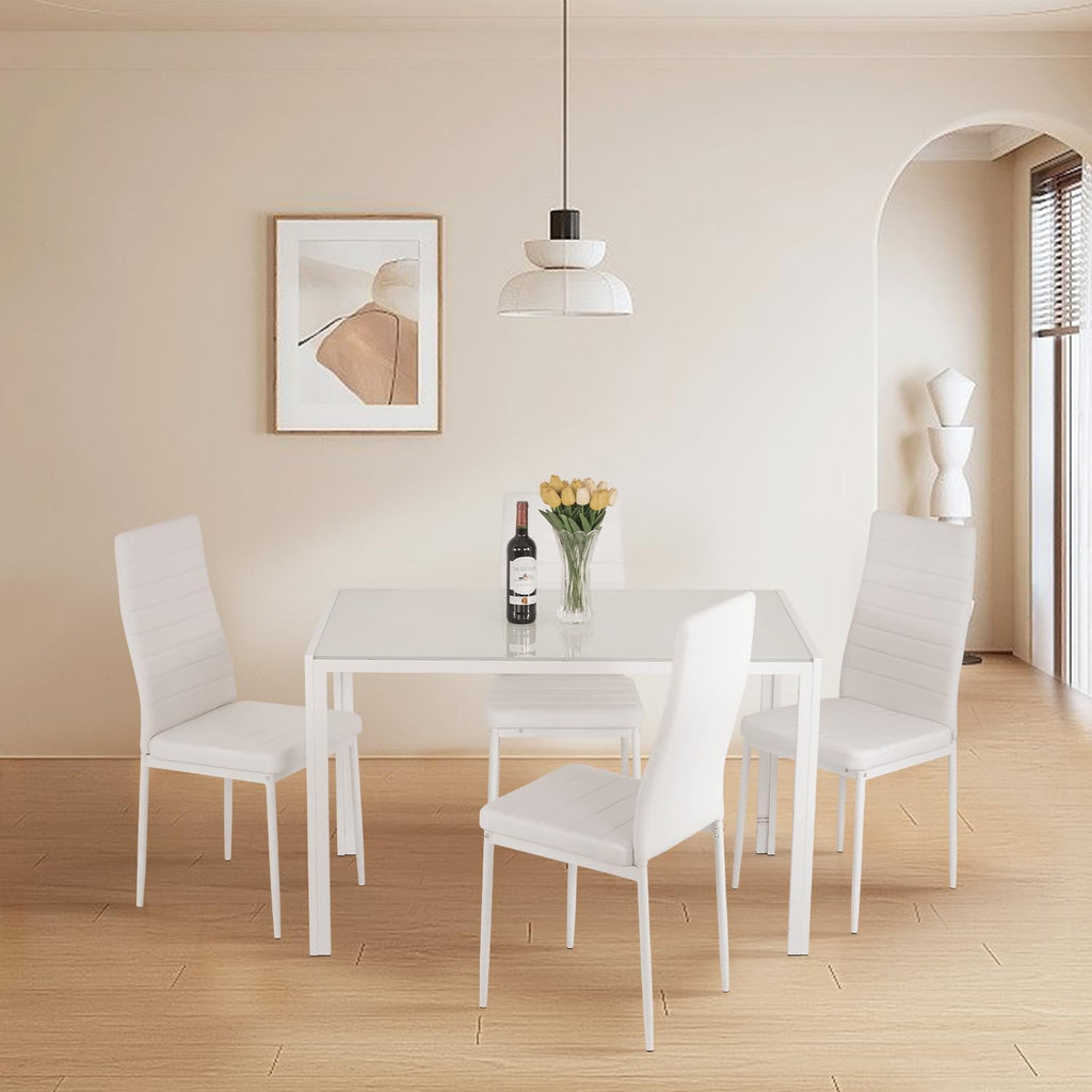 fdw | 5-piece dining table set | white shown in use