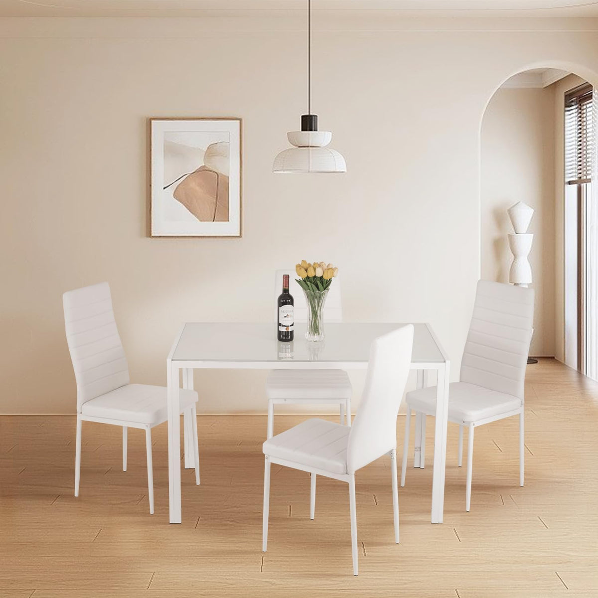 fdw | 5-piece dining table set | white shown in use