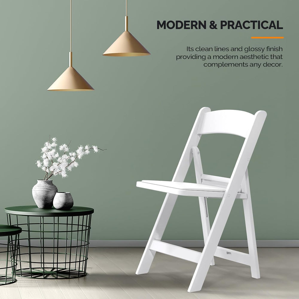 VINGLI Resin Folding Chairs with Cushion, Foldable Plastic Chair with Comfort...